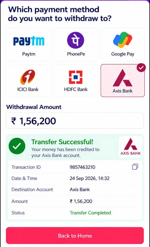 Axis Bank Transfer Successful